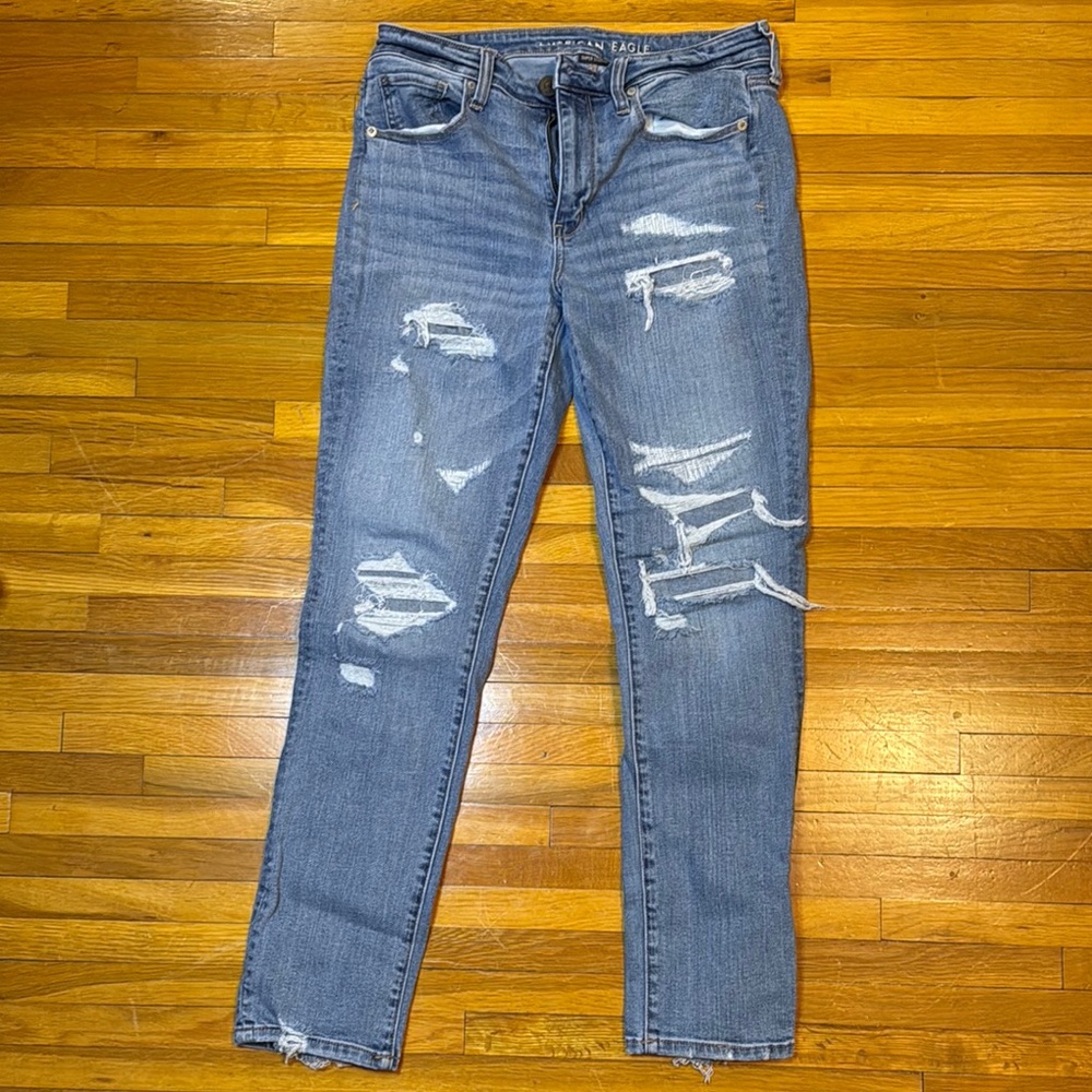 American Eagle Outfitters Blue Skinny Distressed Denim